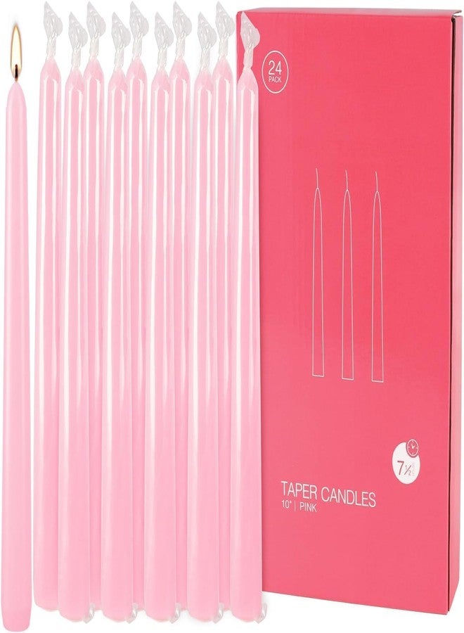 Grcdoyvl 24-Pack 10 Inch Pink Taper Candles Unscented Dripless Candlesticks, Long Burning Decorative Tapers for Wedding Centerpieces, Valentine's Day, Romantic Dinner, Bridal Shower, Birthday Party, Home Decor - Image 2