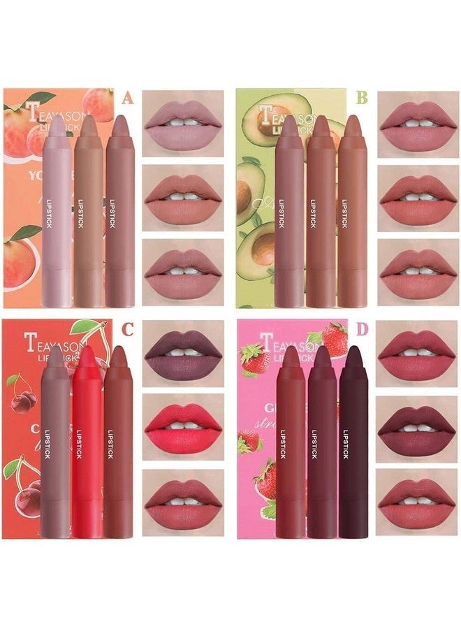 Ruby Face RUBYFACE 3 Colors Smooth Matte Crayon Lipstick Set, Long Lasting Matte Waterproof Not Fade Cream Lipstick Lip Makeup for Women (C - CHERRY) - Image 1