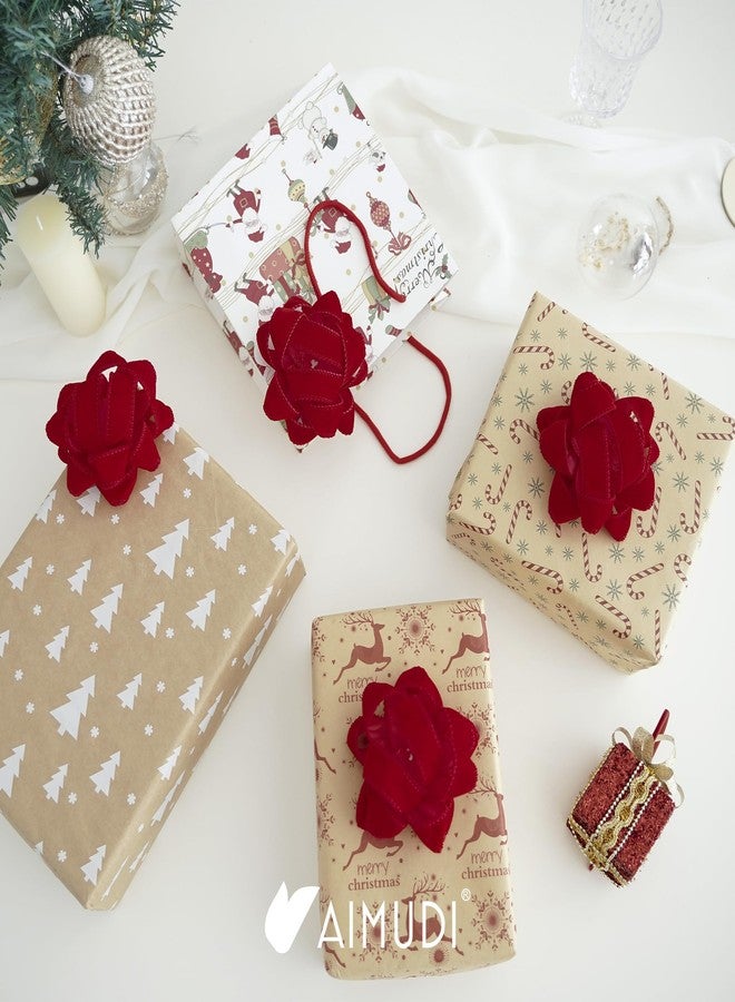 AIMUDI Red Velvet Gift Bows 4.5'' Present Bows for Gift Wrapping Self Adhesive Gift Wrap Bows for Party, Holiday, Valentine's Day Decorations - 6 Counts - Image 5