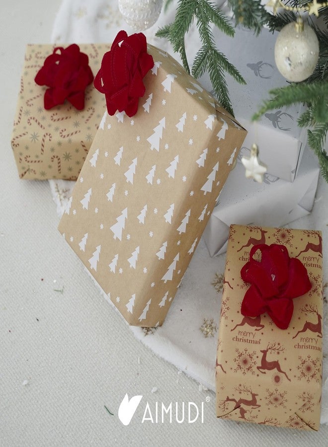 AIMUDI Red Velvet Gift Bows 4.5'' Present Bows for Gift Wrapping Self Adhesive Gift Wrap Bows for Party, Holiday, Valentine's Day Decorations - 6 Counts - Image 4