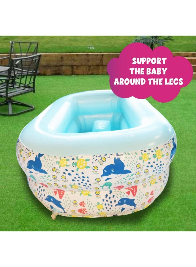ToyMagic AquaBub Dolphin Rectangular Inflatable Bathtub|Swimming Pool with Leg Support|Soft Material Portable Bath Tub|Travel Bathing Tub|Outdoor Toy for Kids 6-24 Months|Birthday Gift - Image 2
