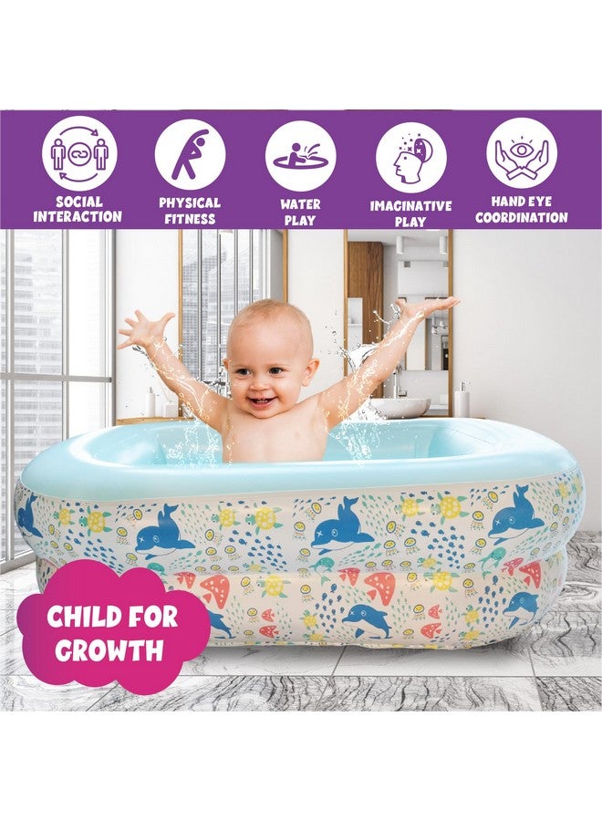 ToyMagic AquaBub Dolphin Rectangular Inflatable Bathtub|Swimming Pool with Leg Support|Soft Material Portable Bath Tub|Travel Bathing Tub|Outdoor Toy for Kids 6-24 Months|Birthday Gift - Image 4