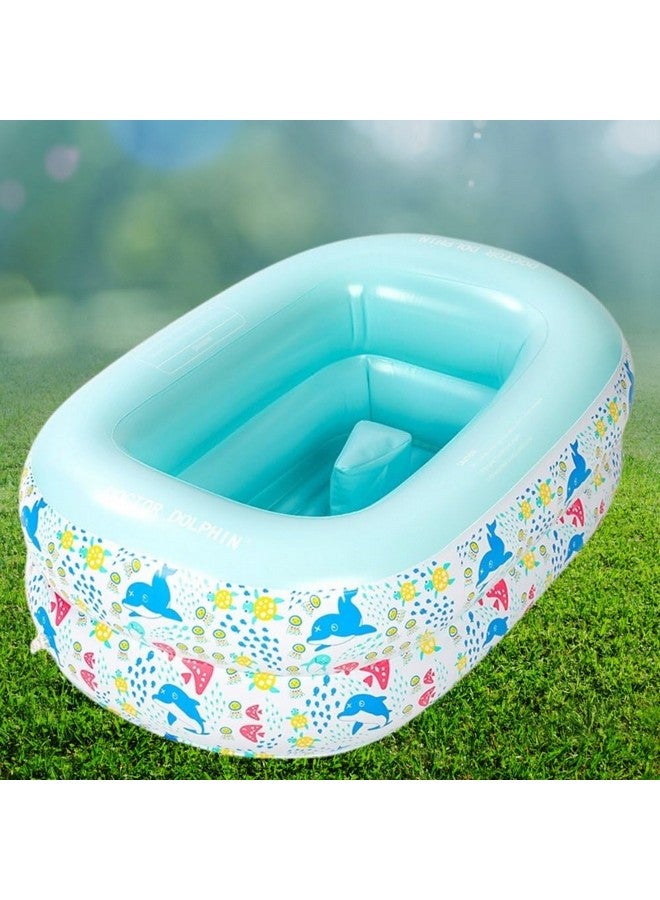 ToyMagic AquaBub Dolphin Rectangular Inflatable Bathtub|Swimming Pool with Leg Support|Soft Material Portable Bath Tub|Travel Bathing Tub|Outdoor Toy for Kids 6-24 Months|Birthday Gift - Image 1