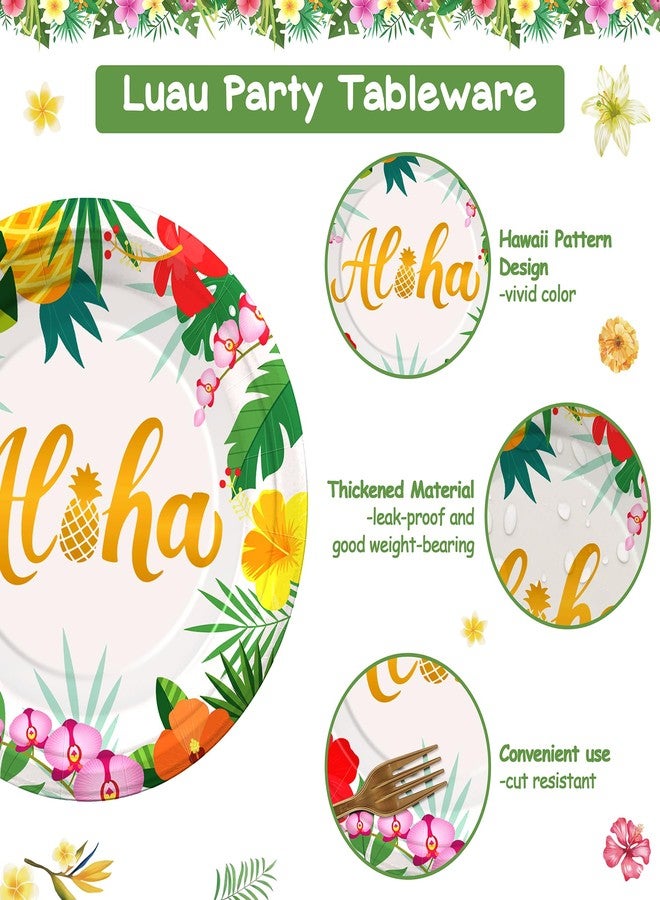Fighting to Achieve 36PCS Aloha Plates, Hawaiian Luau Plates, Plants Pineapples Tropical Party Plates for Summer Luau Party Decorations, Floral Disposable Dinnerware for Hawaii Parties - Image 3