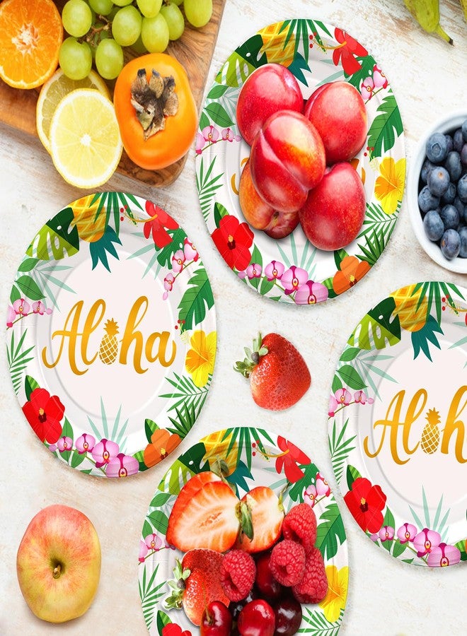 Fighting to Achieve 36PCS Aloha Plates, Hawaiian Luau Plates, Plants Pineapples Tropical Party Plates for Summer Luau Party Decorations, Floral Disposable Dinnerware for Hawaii Parties - Image 5