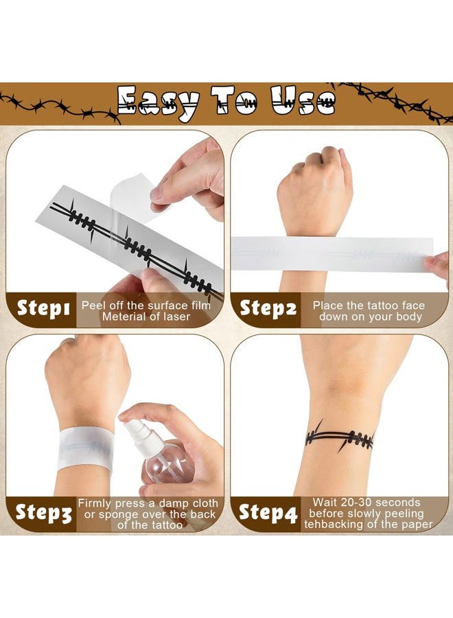 Fabbay 20 قطعة وشم مؤقت بسلك شائك وشم مزيف قابل للإزالة ملصقات وشم سوداء للذراع للرجال والنساء والأطفال لوازم أزياء عيد الهالوين فن الجسم توتم - Image 2