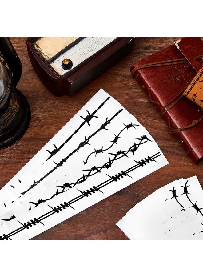 Fabbay 20 قطعة وشم مؤقت بسلك شائك وشم مزيف قابل للإزالة ملصقات وشم سوداء للذراع للرجال والنساء والأطفال لوازم أزياء عيد الهالوين فن الجسم توتم - Image 4