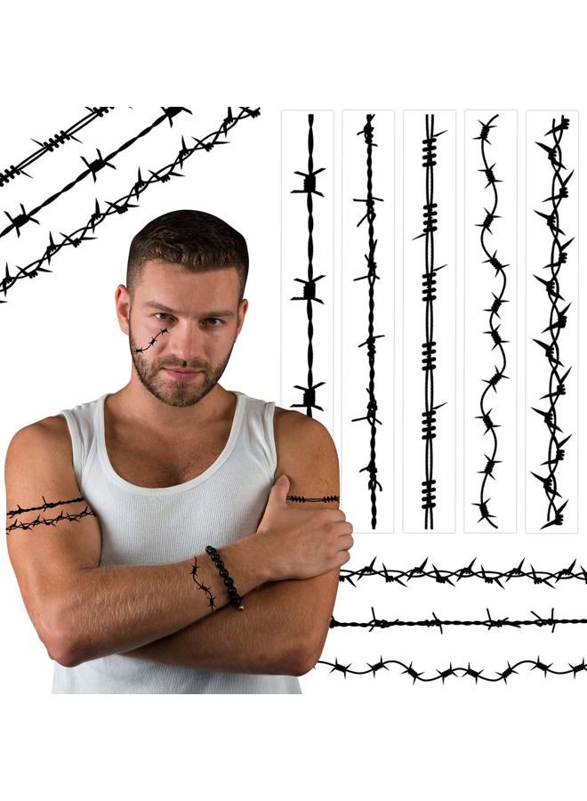 Fabbay 20 قطعة وشم مؤقت بسلك شائك وشم مزيف قابل للإزالة ملصقات وشم سوداء للذراع للرجال والنساء والأطفال لوازم أزياء عيد الهالوين فن الجسم توتم - Image 1