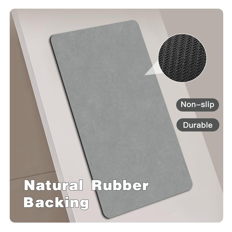TYUU Bathroom Mat Quick Dry, Bathroom Rugs Non Slip Washable Thin Absorbent Bath Mat Fits Under Door Bathroom Floor Mat Perfect for Bath, Shower, or Sink 16"x24" Light Grey - Image 4