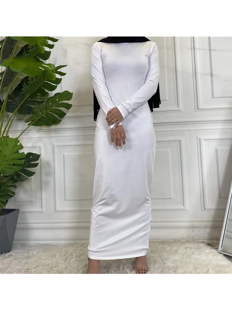 إسكدنيا Mock Neck Casual Abaya, Soft Breathable Long Sleeve Women Abaya Dress, Long Lasting Comfortable Normal Muslim Women Islamic Dress for Prayer, Daily Wear, Occasion Wear, ( Size L, Grey ) - Image 4