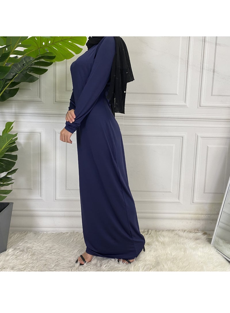 إسكدنيا Mock Neck Casual Abaya, Soft Breathable Long Sleeve Women Abaya Dress, Long Lasting Comfortable Normal Muslim Women Islamic Dress for Prayer, Daily Wear, Occasion Wear, ( Size L, Grey ) - Image 2