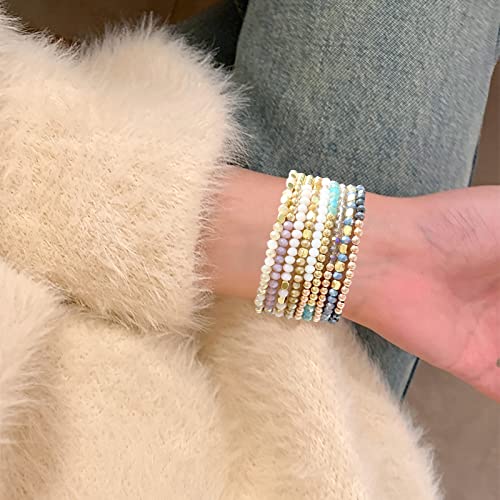 WAINIS 27-28Pcs Delicate Boho Beaded Bracelet Multi Layer Versatile Statement Bracelets Stackable stretch Cuff Sparkly Glass Crystal Beads bracelets - Image 5