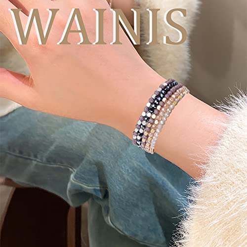 WAINIS 27-28Pcs Delicate Boho Beaded Bracelet Multi Layer Versatile Statement Bracelets Stackable stretch Cuff Sparkly Glass Crystal Beads bracelets - Image 4
