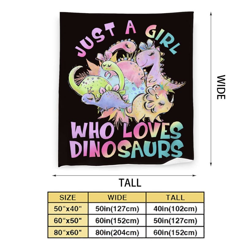 SweetFox Just A Girl Who Loves Dinosaurs Blanket Cute Dinosaurs Decor Throw Blanket Gifts for Girls Super Warm Soft Plush Lightweight Fleece Flannel Blanket Winter Bedding Blanket for Kids Adults Women 40""x50"" - Image 2