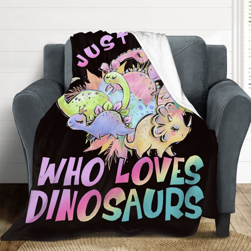 SweetFox Just A Girl Who Loves Dinosaurs Blanket Cute Dinosaurs Decor Throw Blanket Gifts for Girls Super Warm Soft Plush Lightweight Fleece Flannel Blanket Winter Bedding Blanket for Kids Adults Women 40""x50"" - Image 4