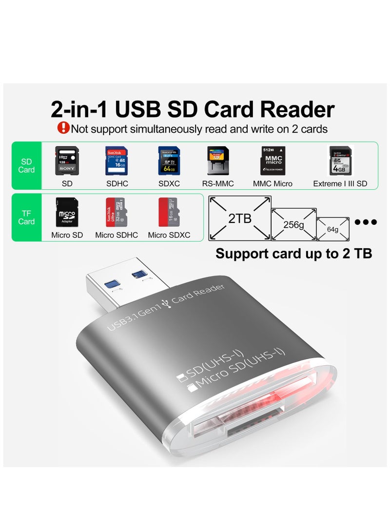 KASTWAVE 2-in-1 Micro SD Card Reader and Adapter - USB 3.0, Supports SDHC, SDXC, MMC, UHS-I for Mac, PC, Laptop, Chromebook, Camera - Image 2