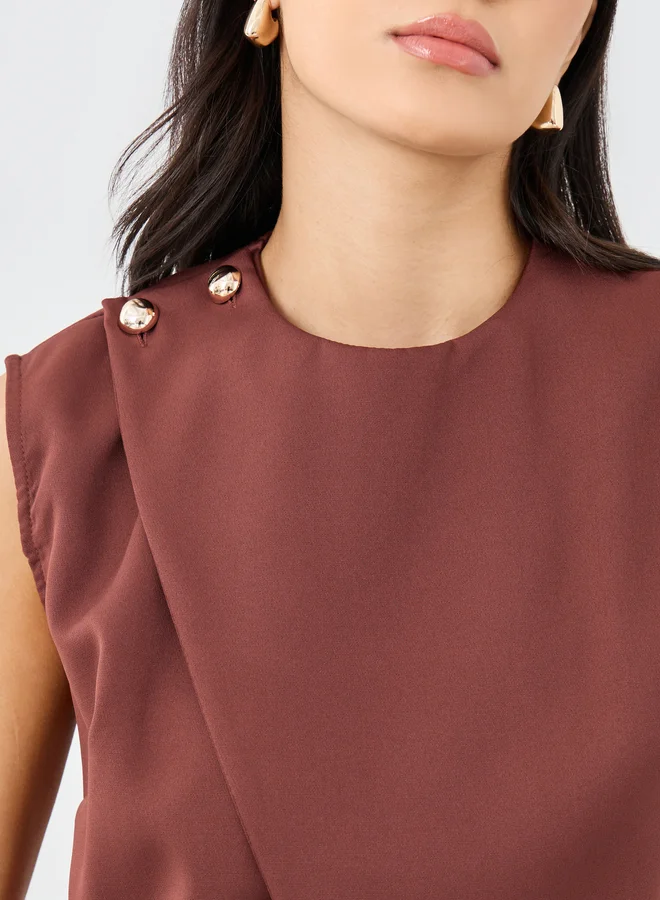 Styli Styli Brown Solid Asymmetric Hem Waistcoat
