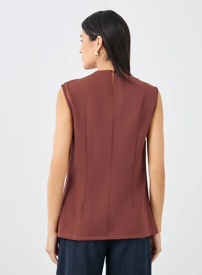 Styli Brown Solid Asymmetric Hem Waistcoat