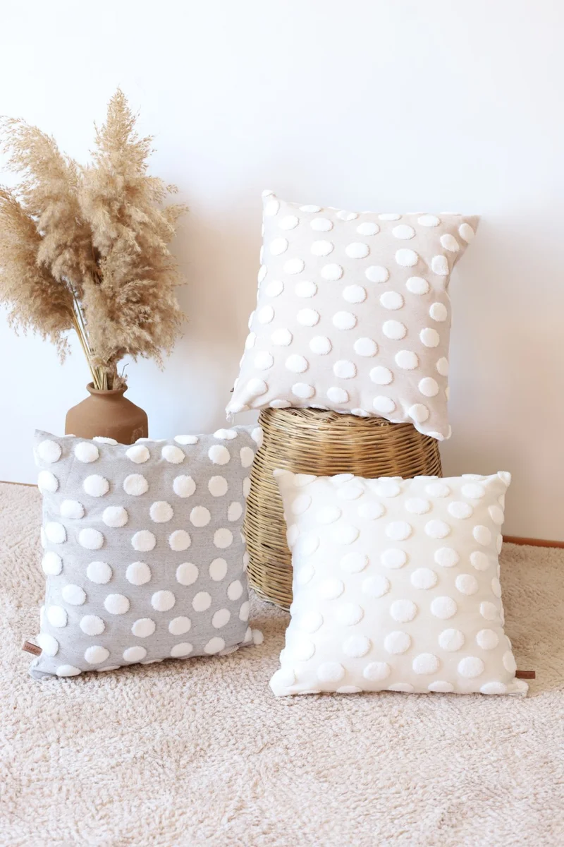 Hamur Dough Bohemian Special Design Punch Punch Pattern Decorative Cushion Cover Point Gray 55X55CM