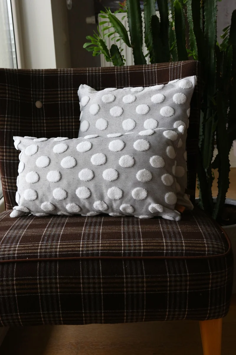 Hamur Dough Bohemian Special Design Punch Punch Pattern Decorative Cushion Cover Point Gray 55X55CM