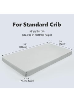 TILLYOU TILLYOU Fitted Crib Sheet Set 2 Pack - Super Soft Toddler Bed Sheets for Standard Crib and Toddler Mattresses, 28"x52"x8", White & Gray  - Image 3