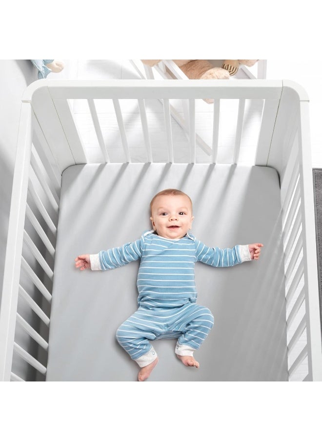 TILLYOU - TILLYOU Fitted Crib Sheet Set 2 Pack - Super Soft Toddler Bed Sheets for Standard Crib and Toddler Mattresses, 28"x52"x8", White & Gray - Image 1