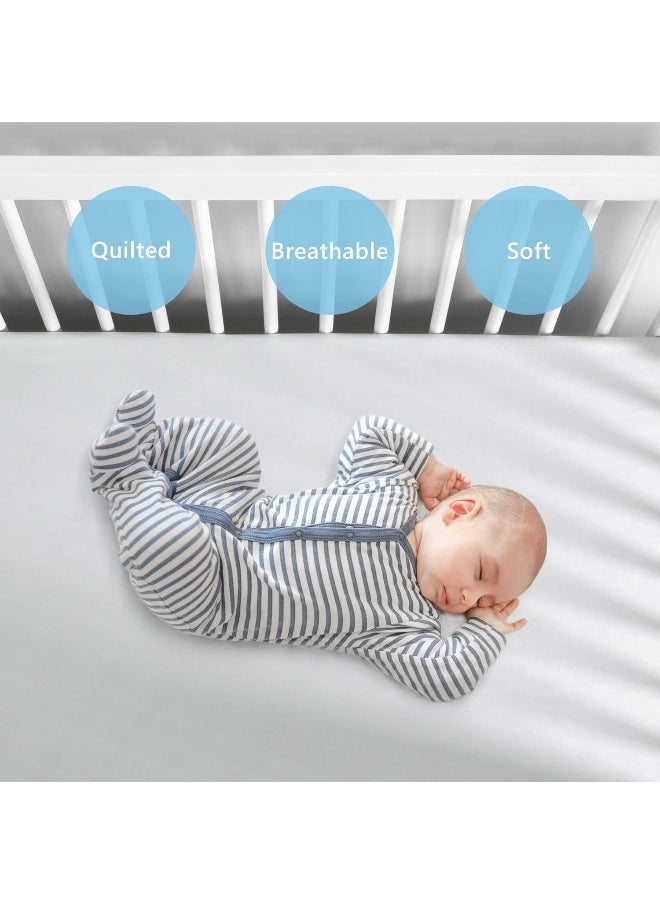TILLYOU - TILLYOU Fitted Crib Sheet Set 2 Pack - Super Soft Toddler Bed Sheets for Standard Crib and Toddler Mattresses, 28"x52"x8", White & Gray - Image 1