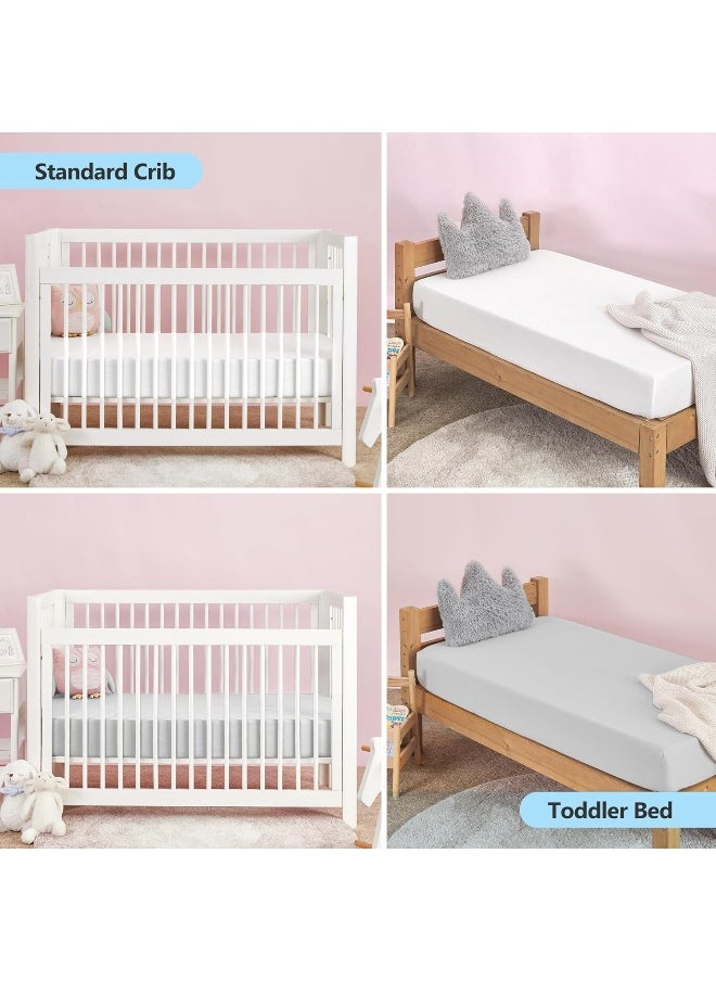 TILLYOU - TILLYOU Fitted Crib Sheet Set 2 Pack - Super Soft Toddler Bed Sheets for Standard Crib and Toddler Mattresses, 28"x52"x8", White & Gray - Image 1
