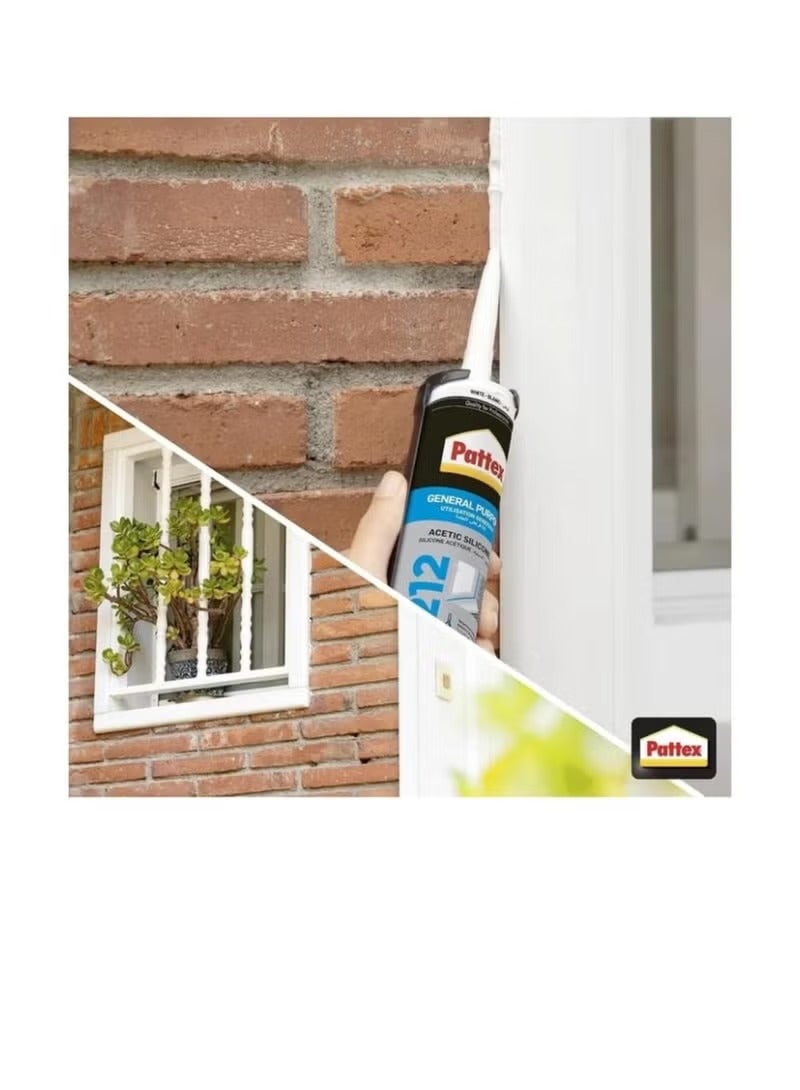 Pattex SL212 General Purpose Acetic Silicone - White - 280ml - High-quality, waterproof and moisture-resistant sealant for domestic and industrial uses. Single piece. - Image 2