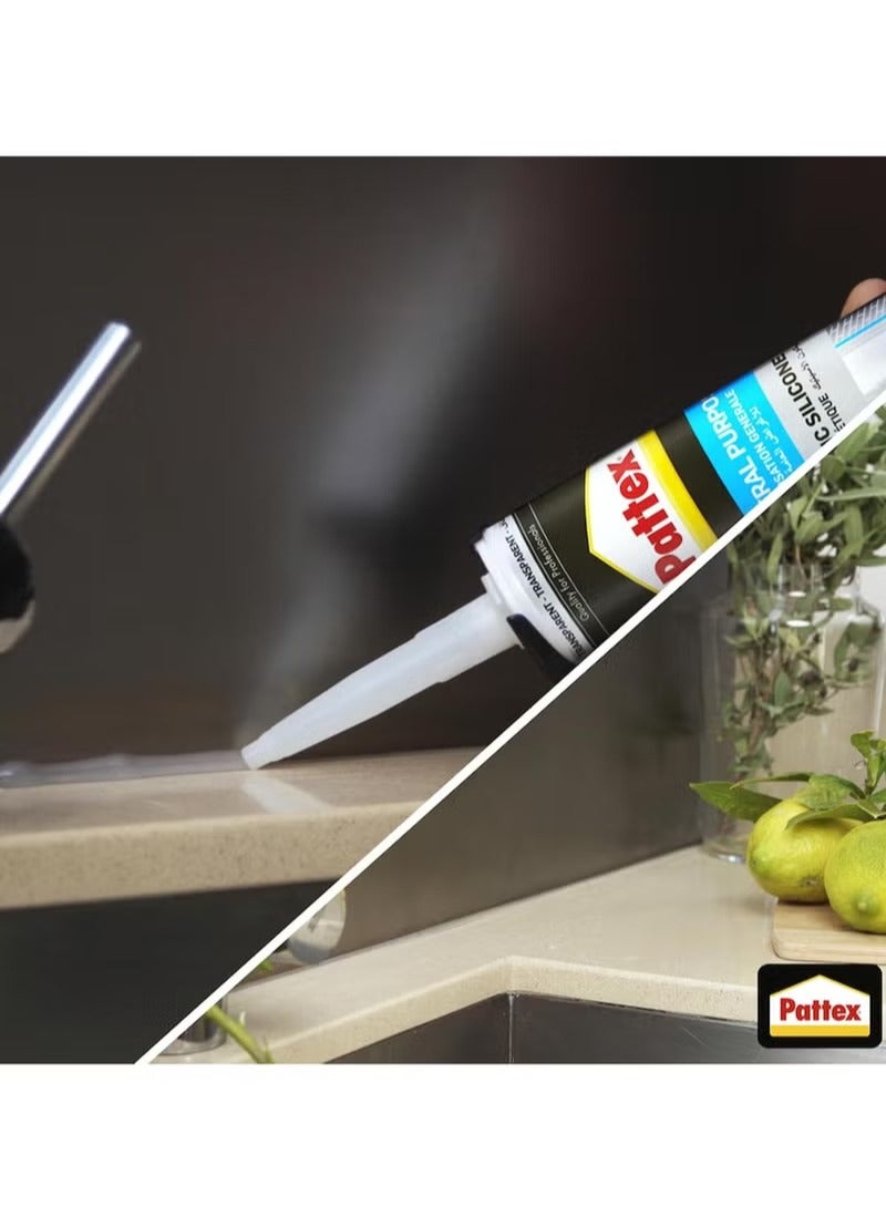 Pattex SL212 General Purpose Acetic Silicone - White - 280ml - High-quality, waterproof and moisture-resistant sealant for domestic and industrial uses. Single piece. - Image 3