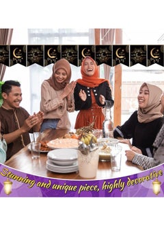 VUCATIN Ramadan Banner Decorations for Home Eid Mubarak Sign Ramadan Kareem Banner Party Decorations Welcome Banner for Eid Mubarak Home Door Party Supplies (Black)  - Image 3
