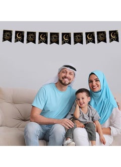 VUCATIN Ramadan Banner Decorations for Home Eid Mubarak Sign Ramadan Kareem Banner Party Decorations Welcome Banner for Eid Mubarak Home Door Party Supplies (Black)  - Image 4