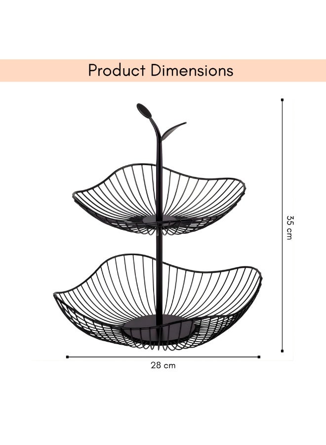 VIO 2 Tier Large Fruit Basket with Detachable Baskets for Kitchen Counter Decorative Fruit Bowl Countertop Fruit Vegetable Storage Basket Bread Basket Snack Veggies Fruit Holder Metal Countertop Fruit Stand with Handle Hanging Fruit Basket Storage Organizer - Image 5