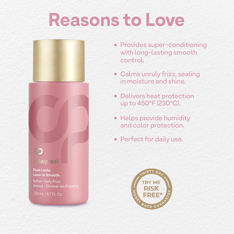 ColorProof Plush Locks Leave-in Smooth, Anti- Frizz Smoothing Lotion, Protects & Reduces Blow Dry Time, Controls Frizz & Adds Shine, Sulfate-Free, Vegan, 6.7fl oz - Image 3