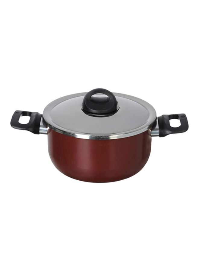 Armatal Stewpot With Lid Maroon/Silver/Black
