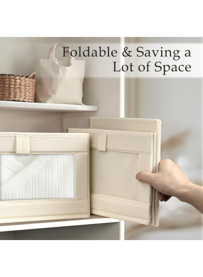 DIOTTI 4-Pack Foldable Wardrobe Storage Bins with Clear Window, Non-Woven Clothes Organizer Boxes for Closet, Drawer & Shelf, Large Capacity Containers for Jeans, Towels, Blankets, Toys & Books (47×27×17cm) - Image 3