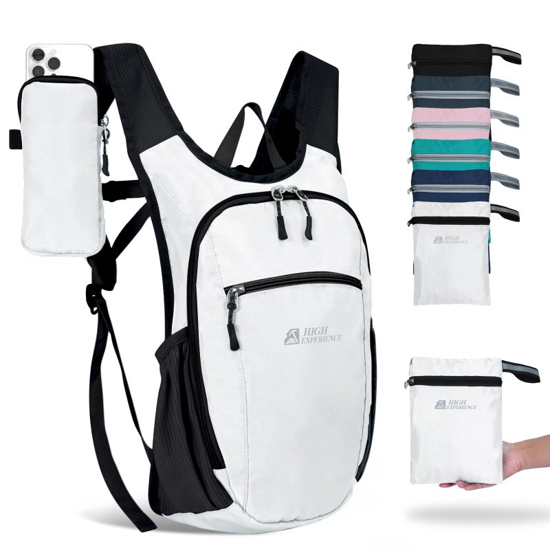 HIGH EXPERIENCE Hiking Backpack 10L/15L Small Daypack Lightweight Packable Travel Foldable Water Resistan for Women Men (White, 10L) - Image 1