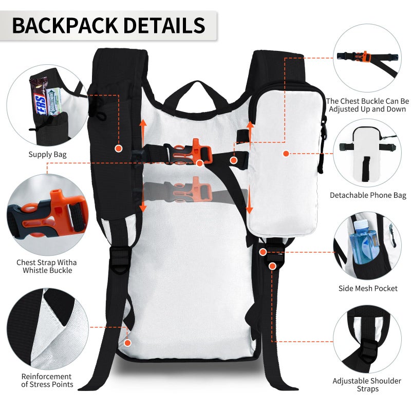HIGH EXPERIENCE Hiking Backpack 10L/15L Small Daypack Lightweight Packable Travel Foldable Water Resistan for Women Men (White, 10L) - Image 5