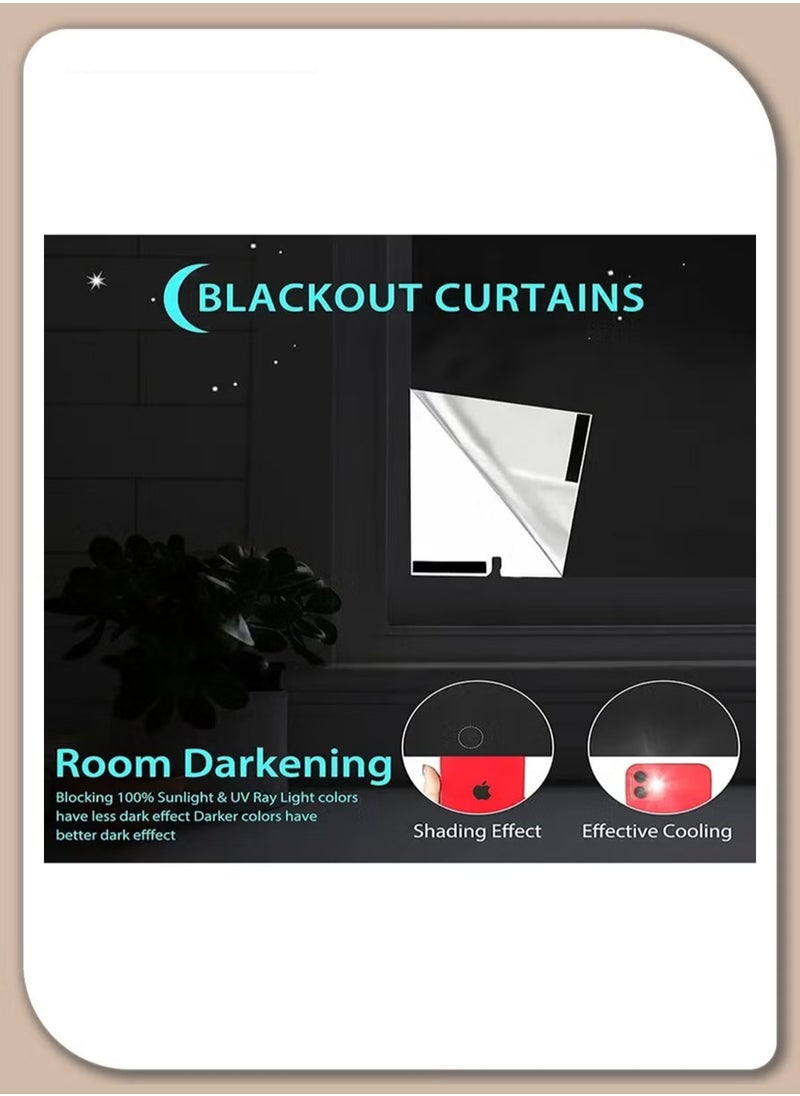 ONETO Portable Blackout Curtains With Self Adhesive Tape For Bedroom Living Room Bathroom And Attic Blackout Curtains Width 150 cm Length 200 cm  - Image 5