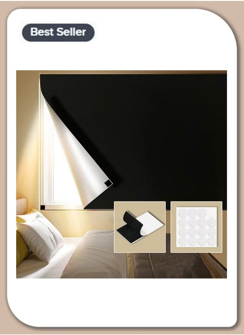 ONETO Portable Blackout Curtains With Self Adhesive Tape For Bedroom Living Room Bathroom And Attic Blackout Curtains Width 150 cm Length 200 cm  - Image 1