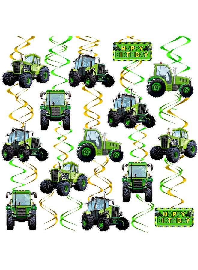 Marspark 30 قطعة لوازم حفلة الجرار زينة عيد ميلاد الجرار زينة معلقة دوامات الجرار وقت الجرار هدايا معلقة زينة حفلة لموضوع عيد ميلاد الجرار الأخضر حفلة استقبال المولود 5 أنماط - Image 1