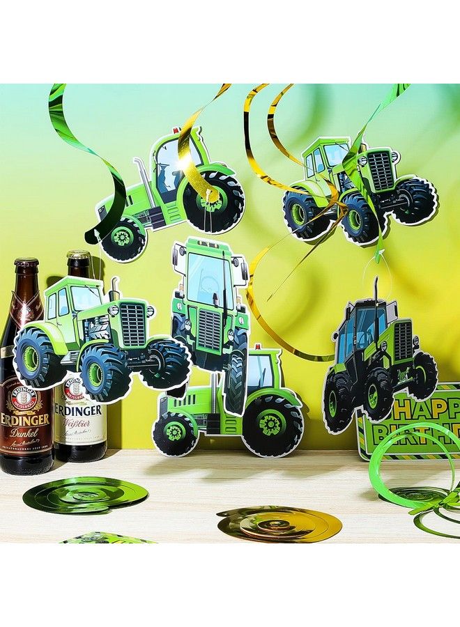 Marspark 30 قطعة لوازم حفلة الجرار زينة عيد ميلاد الجرار زينة معلقة دوامات الجرار وقت الجرار هدايا معلقة زينة حفلة لموضوع عيد ميلاد الجرار الأخضر حفلة استقبال المولود 5 أنماط - Image 5