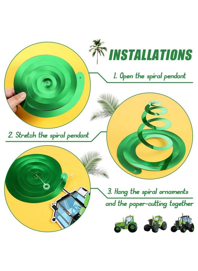 Marspark 30 قطعة لوازم حفلة الجرار زينة عيد ميلاد الجرار زينة معلقة دوامات الجرار وقت الجرار هدايا معلقة زينة حفلة لموضوع عيد ميلاد الجرار الأخضر حفلة استقبال المولود 5 أنماط - Image 4