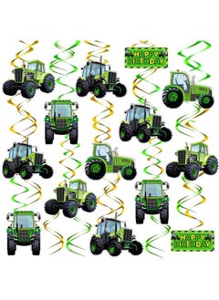 Marspark 30 Pieces Tractor Party Supplies Tractor Birthday Decorations Green Tractor Hanging Swirls Tractor Time Hanging Favors Party Decorations For Tractor Green Theme Birthday Baby Shower 5 Styles  - Image 2
