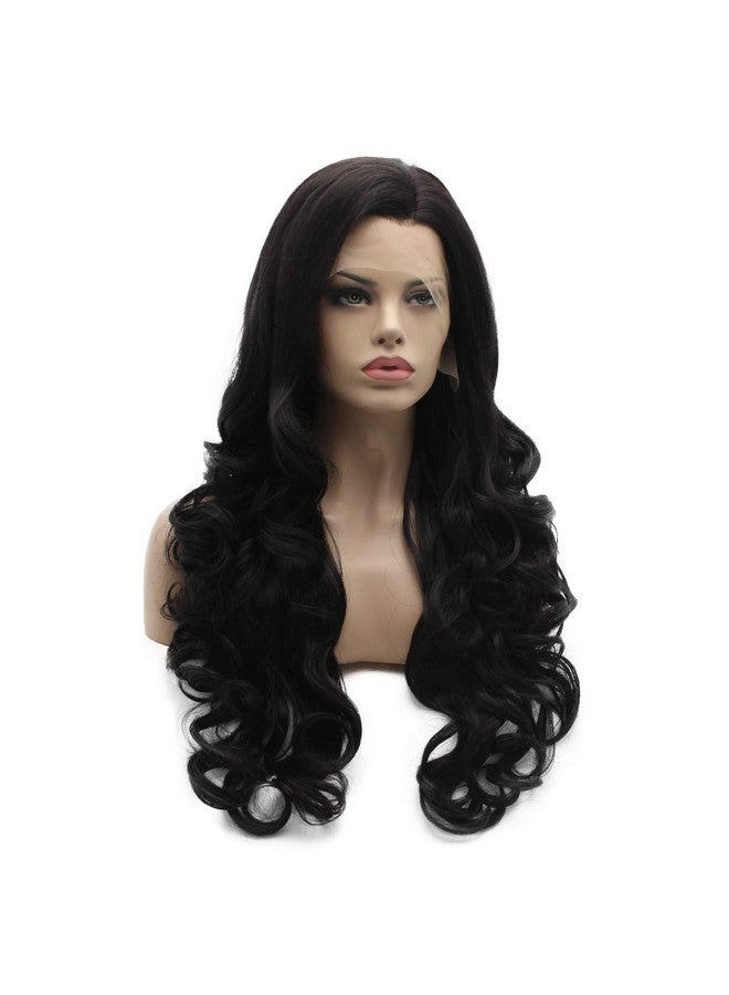 Lushy Synthetic Lace Front Wig Wavy Long Darkest Brown Wig Heat Friendly Full Density Realistic Wig  - Image 3
