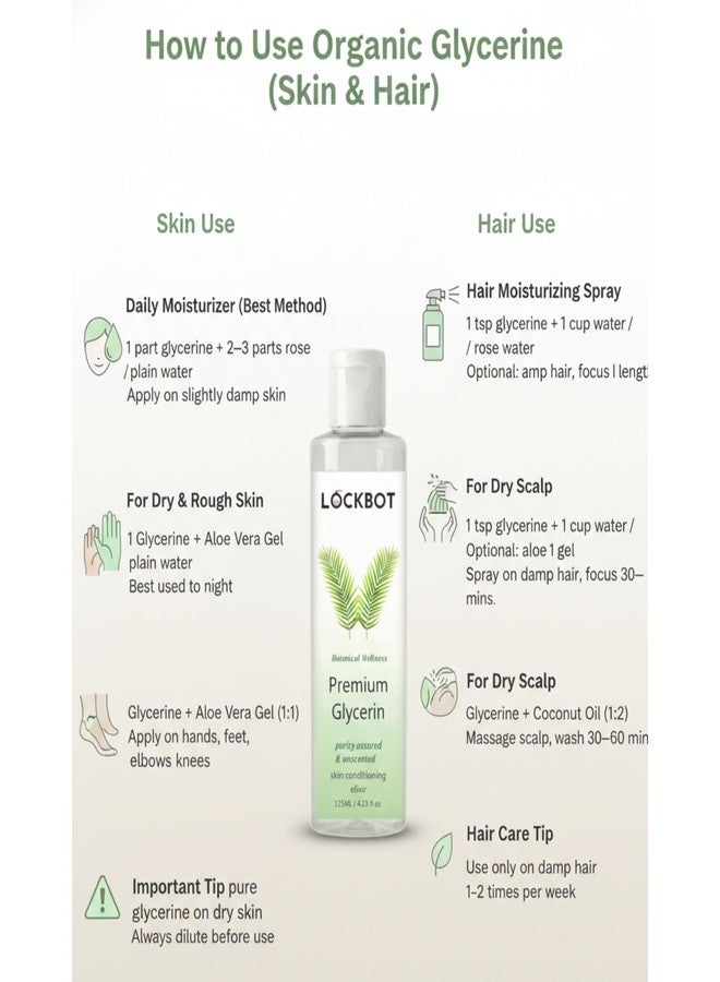 LockBot Pure, Unscented Glycerine 125ml for Skin Care Deep Moisturizing & Hydrating Formula for Soft & Smooth Skin, Uneven Skin Tone, Dryness, Dark Spot, Wrinkles | Beauty & Hair Care for Men & Women - Image 5