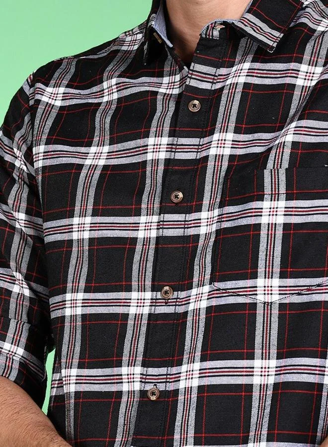 Take Two Men Black Plaid Flannel Casual Shirt By HardSoda