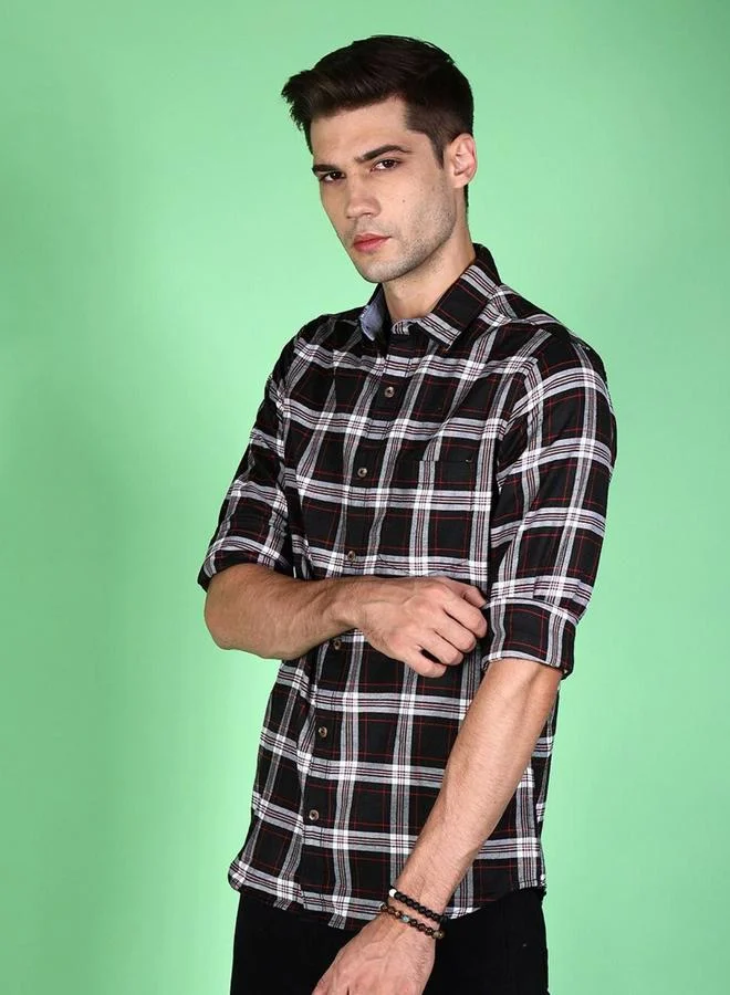 Take Two Men Black Plaid Flannel Casual Shirt By HardSoda