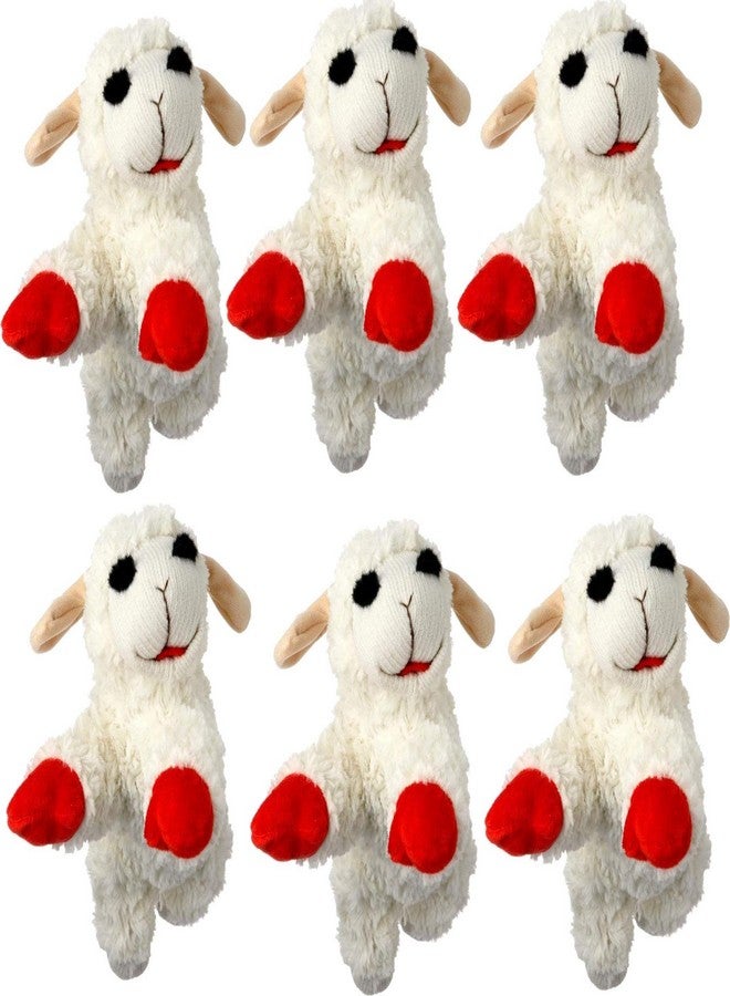Multipet Lambchop Plush Dog Toy 6" with Squeaker Color:White Size:Pack of 6 - Image 3
