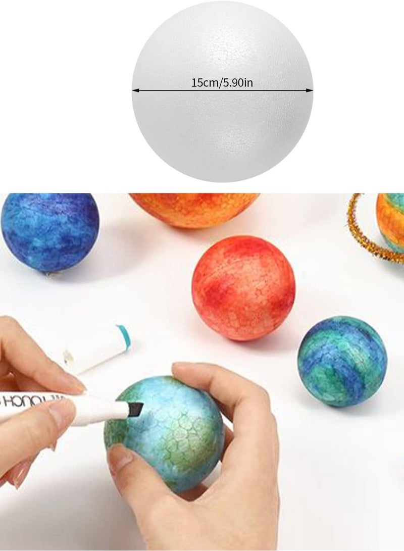 كرافت ماجيك CRAFT MAGIC، قطعتان من كرات الإسفنج البيضاء مقاس 15 سم، كرات حرفية من البوليسترين، كرات إسفنجية للديكور الفني للأعمال الفنية والحرف اليدوية والمشروعات المدرسية وتزيين الحفلات - Image 2
